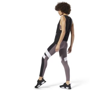 Reebok Lux - Colour Block Leggings Damen - Lila/Schwarz - DE 589-RHB